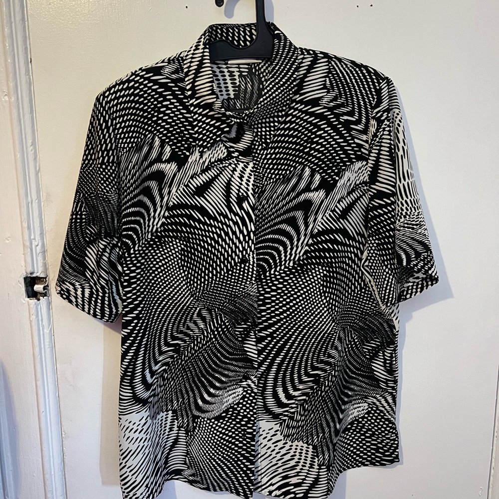 VINTAGE 90s German SOMMERMANN Trippy Op-Art Shirt | Knife Collar | Unisex L